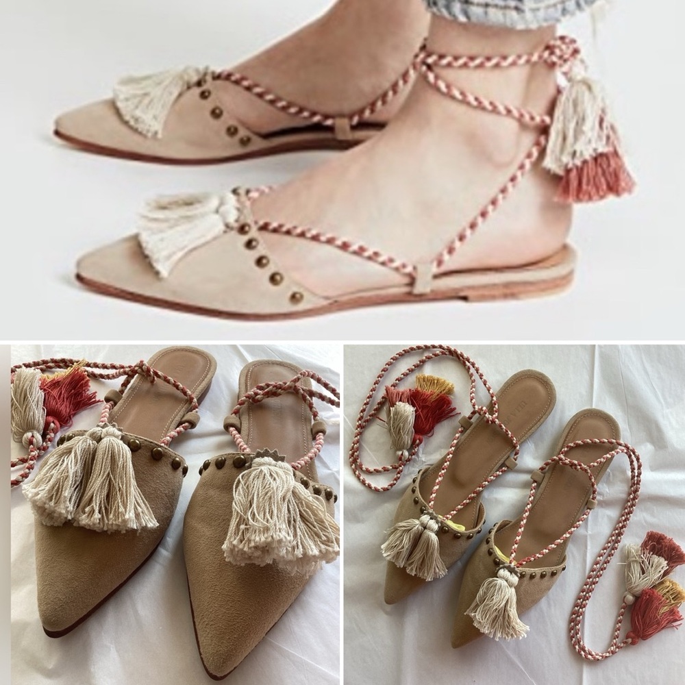 Ulla Johnson Luna Slides in Taupe, Size 38 (US size 8), Retail $450.